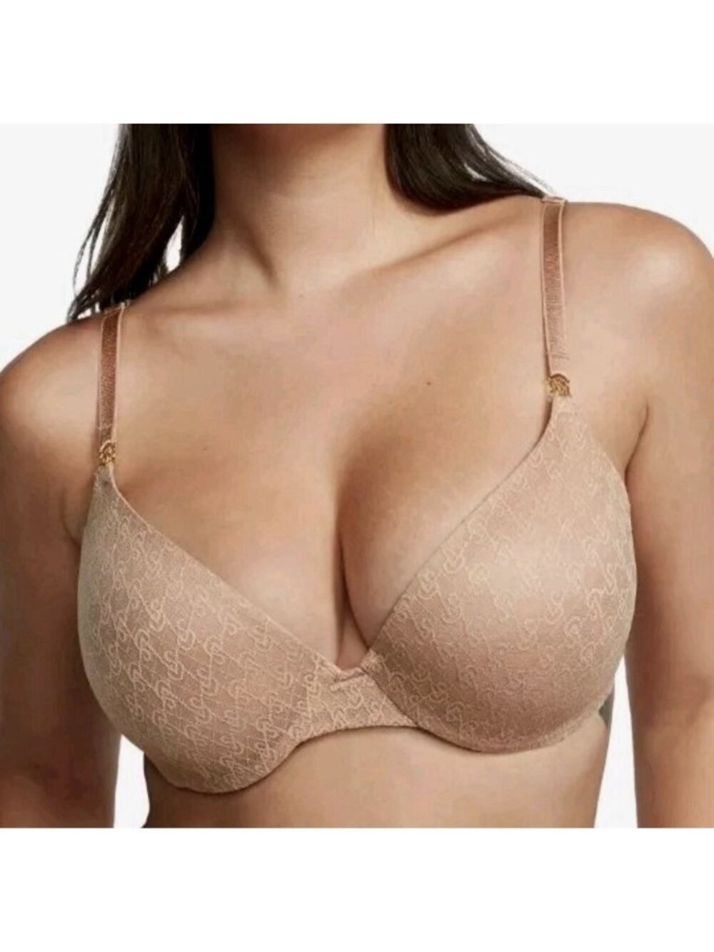 NEW! Victoria's Secret Nude Icon Push-Up Monogram Demi Bra! 44DDD
